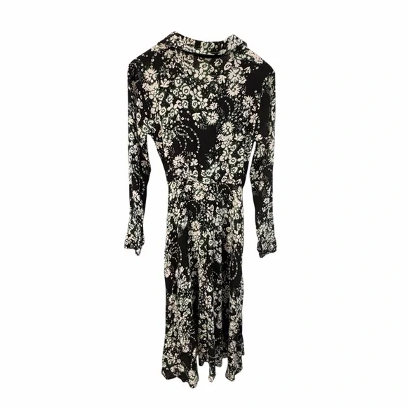 Free People Black and White Floral Long Sleeve Dress -  threedaughtersproperties.com